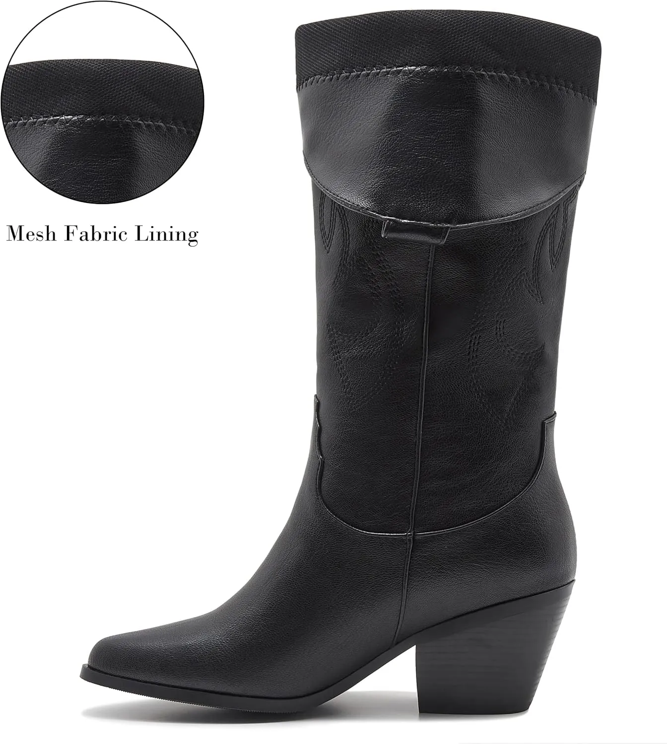 ZXHYZLZ Cowboy Boots For Women -Wide Calf Knee High Cowgirl Boots Botas Vaqueras Para Mujer Classic Embroidered Slip On Pointed Toe Thick Heel western Tall Boots Great For Country Concerts and Parties